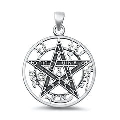 Sterling Silver Oxidized Tetragrammaton Plain Pendant Face Height-32mm