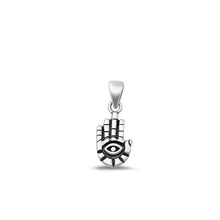 Load image into Gallery viewer, Sterling Silver Oxidized Hamsa And Evil Eye Plain Pendant Face Height-12.3mm