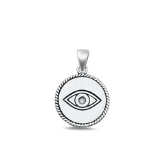 Sterling Silver Oxidized Evil Eye Plain Pendant Face Height-17.3mm