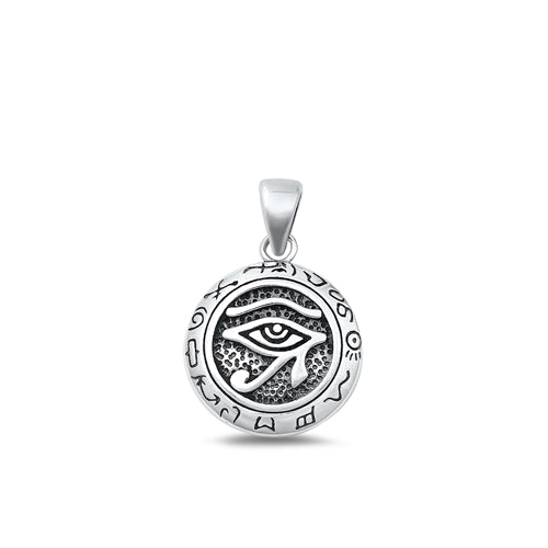 Sterling Silver Oxidized Eye Of Horus Plain Pendant Face Height-17mm