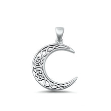 Load image into Gallery viewer, Sterling Silver Oxidized Celtic Moon Plain Pendant Face Height-23mm