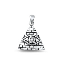 Load image into Gallery viewer, Sterling Silver Oxidized Evil Eye And Pyramid Plain Pendant Face Height-20.3mm
