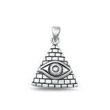 Sterling Silver Oxidized Evil Eye And Pyramid Plain Pendant Face Height-20.3mm