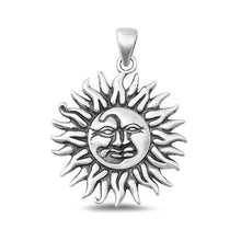 Load image into Gallery viewer, Sterling Silver Oxidized Sun Plain Pendant Face Height-27mm