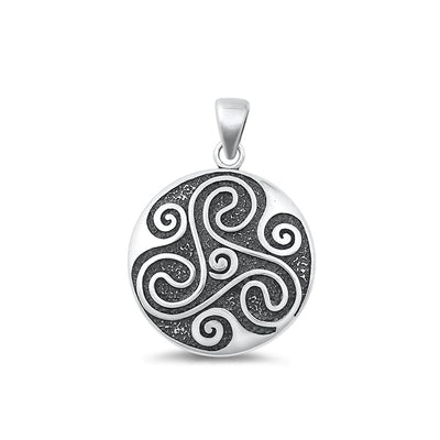 Sterling Silver Oxidized Triskele Plain Pendant Face Height-21.7mm