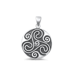 Sterling Silver Oxidized Triskele Plain Pendant Face Height-21.7mm