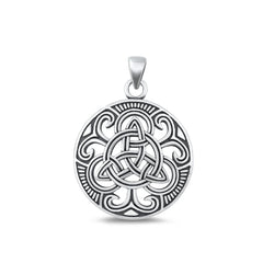 Sterling Silver Oxidized Celtic Knot Plain Pendant Face Height-23.9mm