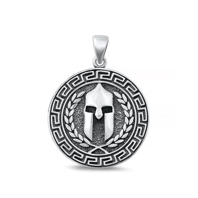Sterling Silver Oxidized Viking Helmet Plain Pendant Face Height-26mm