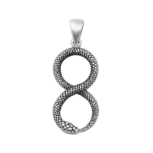 Sterling Silver Oxidized Infinity Snake Plain Pendant Face Height-30mm
