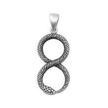 Load image into Gallery viewer, Sterling Silver Oxidized Infinity Snake Plain Pendant Face Height-30mm