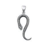 Sterling Silver Oxidized Snake Plain Pendant Face Height-30.6mm