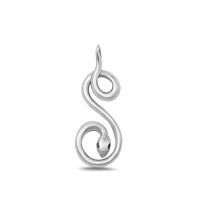 Sterling Silver Oxidized Snake Plain Pendant Face Height-32.4mm