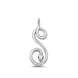 Sterling Silver Oxidized Snake Plain Pendant Face Height-32.4mm