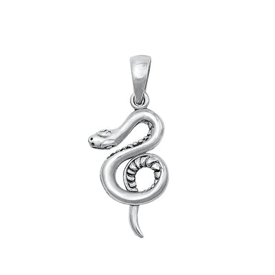 Sterling Silver Oxidized Snake Plain Pendant Face Height-24.6mm