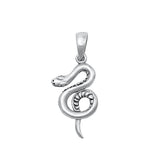 Sterling Silver Oxidized Snake Plain Pendant Face Height-24.6mm
