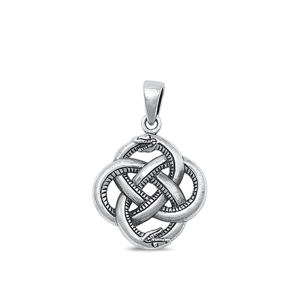 Sterling Silver Oxidized Snakes Plain Pendant Face Height-18.3mm