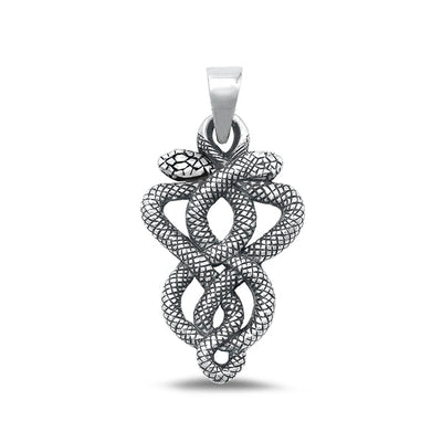 Sterling Silver Oxidized Snakes Plain Pendant Face Height-32.8mm