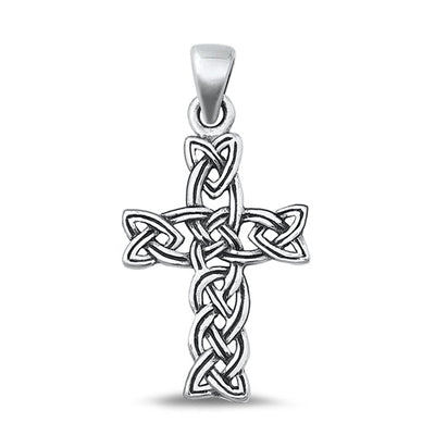 Sterling Silver Oxidized Celtic Cross Plain Pendant Face Height-30.5mm