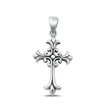 Load image into Gallery viewer, Sterling Silver Oxidized Cross Plain Pendant Face Height-20.6mm