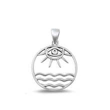 Load image into Gallery viewer, Sterling Silver Oxidized Evil Eye, Sun And Water Plain Pendant Face Height-22.2mm