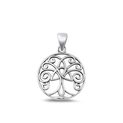 Sterling Silver Oxidized Tree Of Life Plain Pendant Face Height-20.2mm