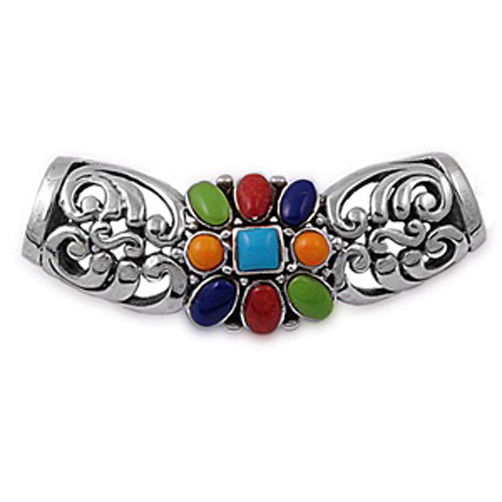 Sterling Silver Slide Multicolor Stone Pendant