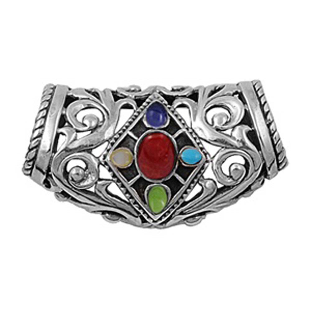 Sterling Silver Slide Multicolor Stone Pendant