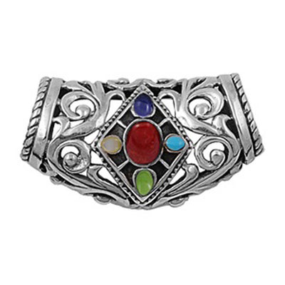 Sterling Silver Slide Multicolor Stone Pendant