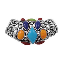 Load image into Gallery viewer, Sterling Silver Slide Multicolor Stone Pendant