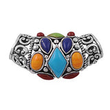 Sterling Silver Slide Multicolor Stone Pendant