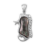 Sterling Silver Seahorse Shell and Pearl Stone Pendant