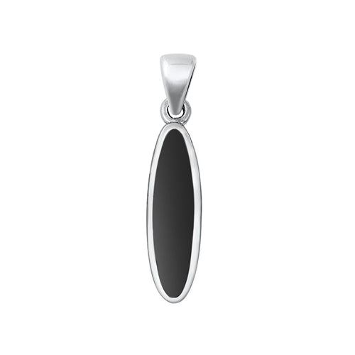 Sterling Silver Oxidized Black Agate Pendant-22.1mm