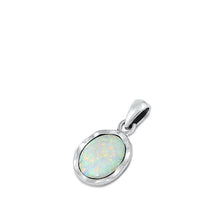 Load image into Gallery viewer, Sterling Silver Oxidized White Lab Opal Stone Pendant