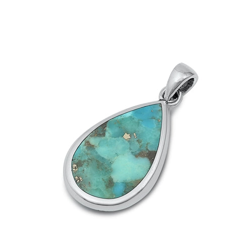 Sterling Silver Genuine 24.2mm Turquoise Stone Pendant