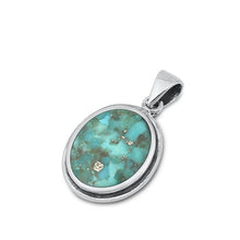 Load image into Gallery viewer, Sterling Silver Genuine Round Turquoise Stone Pendant