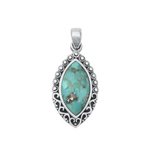 Load image into Gallery viewer, Sterling Silver Oxidized 25mm Genuine Turquoise Stone Pendant
