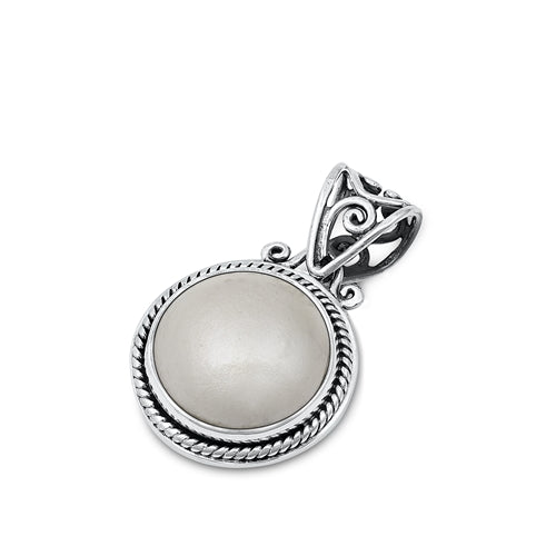 Sterling Silver Oxidized Mabe Pearl Stone Pendant