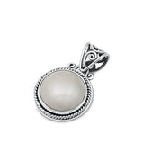 Sterling Silver Oxidized White Mabe Pearl Stone Pendant