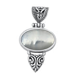Sterling Silver Oxidized Genuine Mother of Pearl Stone Pendant