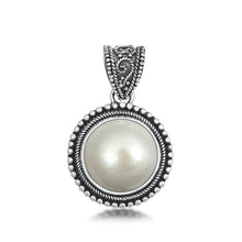 Load image into Gallery viewer, Sterling Silver Oxidized White Bali Mabe Pearl Stone Pendant