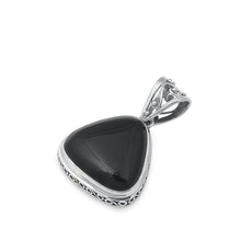 Load image into Gallery viewer, Sterling Silver Oxidized Black Agate Stone Pendant-18.6mm