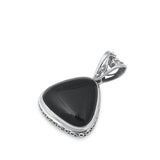 Sterling Silver Oxidized Black Agate Stone Pendant-18.6mm