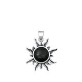 Sterling Silver Oxidized Sun Black Agate Pendant