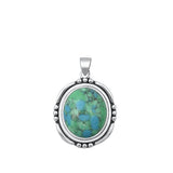 Sterling Silver Oxidized Genuine Turquoise Pendant-19.7mm