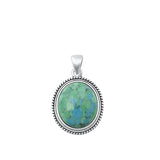 Sterling Silver Oxidized Genuine Turquoise Stone Pendant