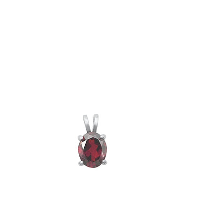 Sterling Silver Rhodium Plated Genuine Garnet Pendant