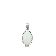 Load image into Gallery viewer, Sterling Silver Oxidized Oval White Lab Opal Pendant