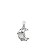 Sterling Silver Oxidized Moon Moonstone Pendant