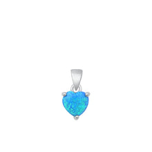 Load image into Gallery viewer, Sterling Silver Rhodium Plated Heart Blue Lab Opal Pendant-8.8mm