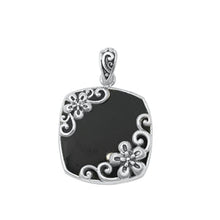 Load image into Gallery viewer, Sterling Silver Oxidized Black Agate Stone Pendant